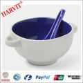 Royal Blue Ceramic Service Bowl con mango y cuchara